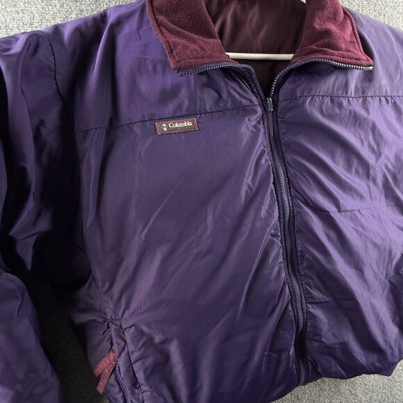 VTG Columbia Down Jacket Men Purple Red Reversible XL Insulated Pockets Outdoor - Picture 3 of 16